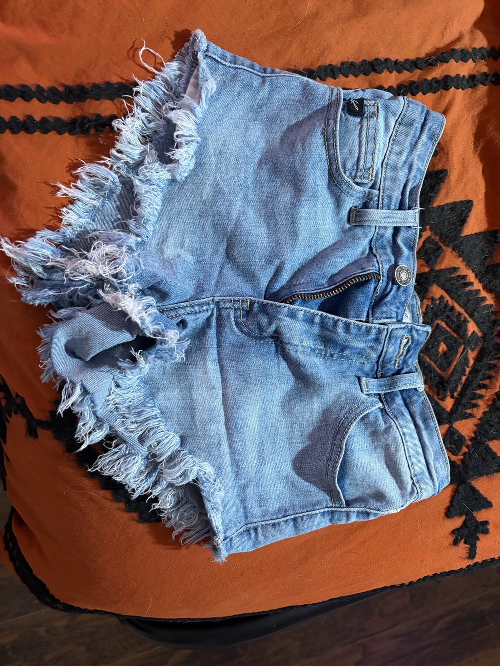 Kancan Frayed Hem Light Blue Denim Shorts - Women